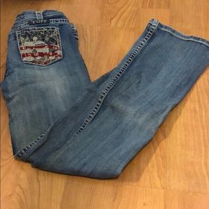 Girls cowgirl tuff American flag jeans